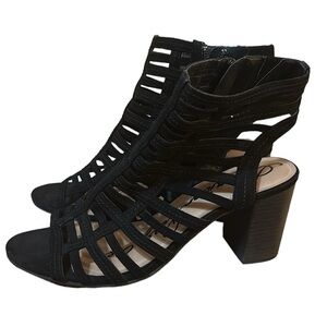 American Rag Cie Black Gladiator Sandals with 3” block heel.  Size 9.5